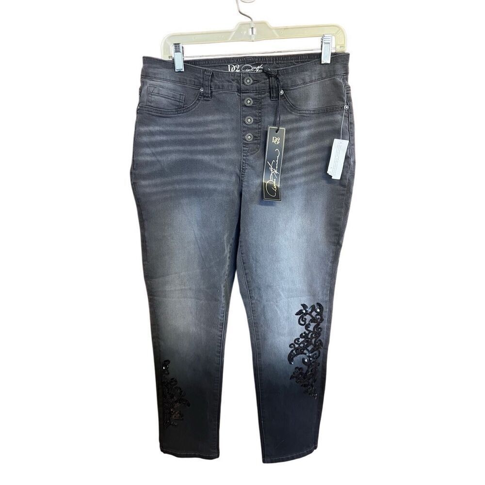 DG2 Womans sequence Pull On Jeans charcoal Sz M Petite NWT